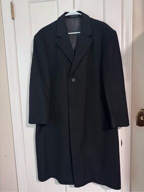 Saddlebred Wool Black Single-Breasted Men's Trench Coat